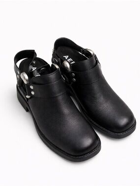 AEROSOLES Black Mary Jane Mules with Silver Accents